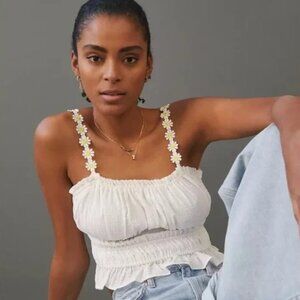 Anthropologie Maeve Strappy Daisy Crop Top
